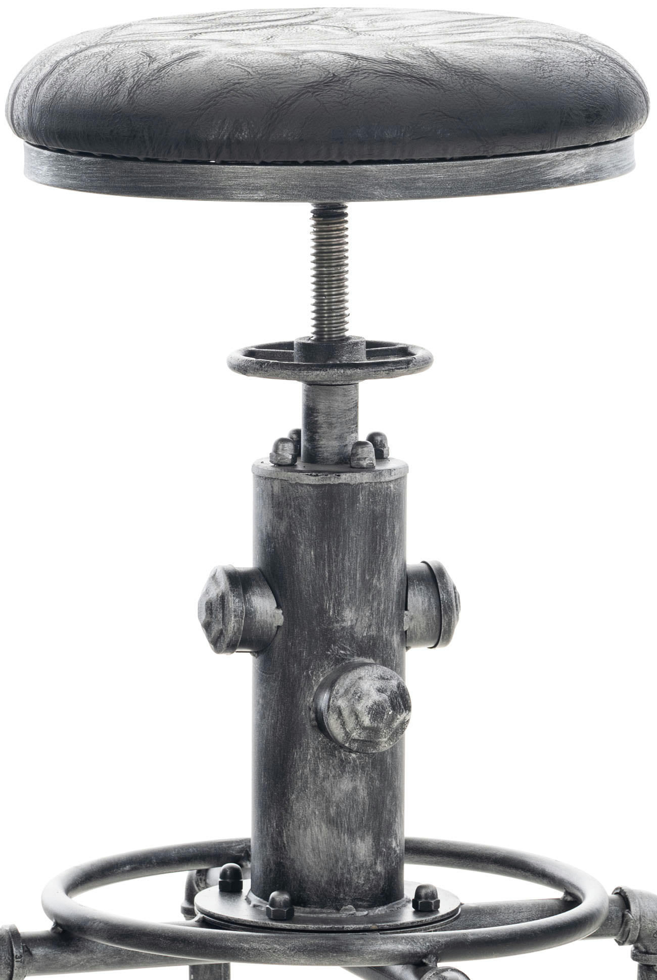 LUMOS - Tabouret de bar industriel réglable en similicuir vintage Noir