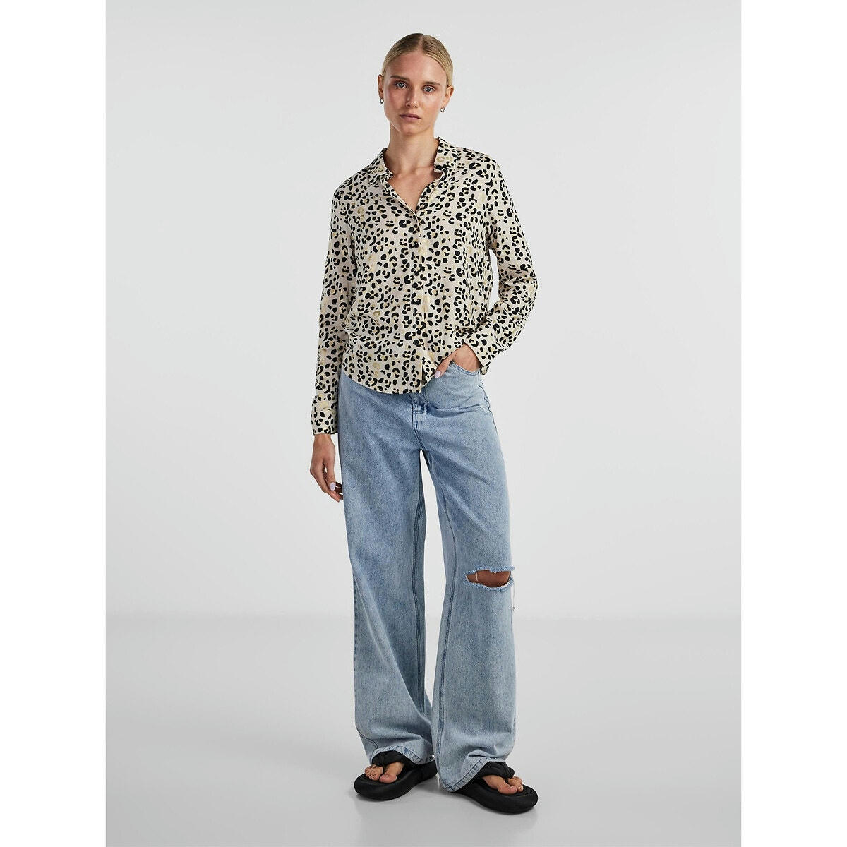 Chemise manches longues, imprimé léopard