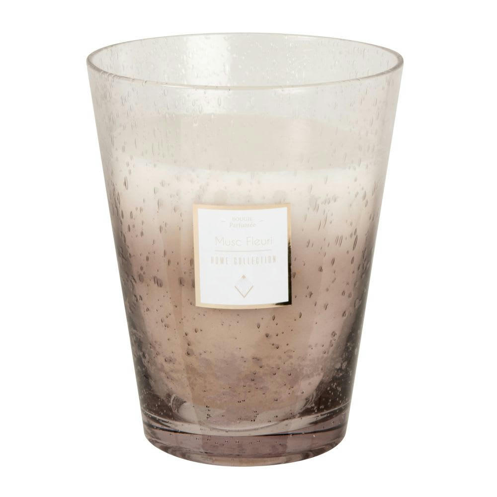 - Bougie en verre gris et blanc