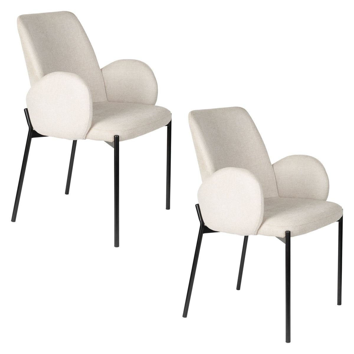 Housecraft Living Tjarda Eetkamerstoelen Armleuning Taupe - Set van 2