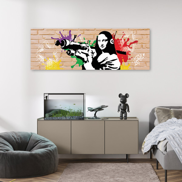 Feeby Obraz na płótnie, Banksy Mona Lisa i Bazooka 90x30