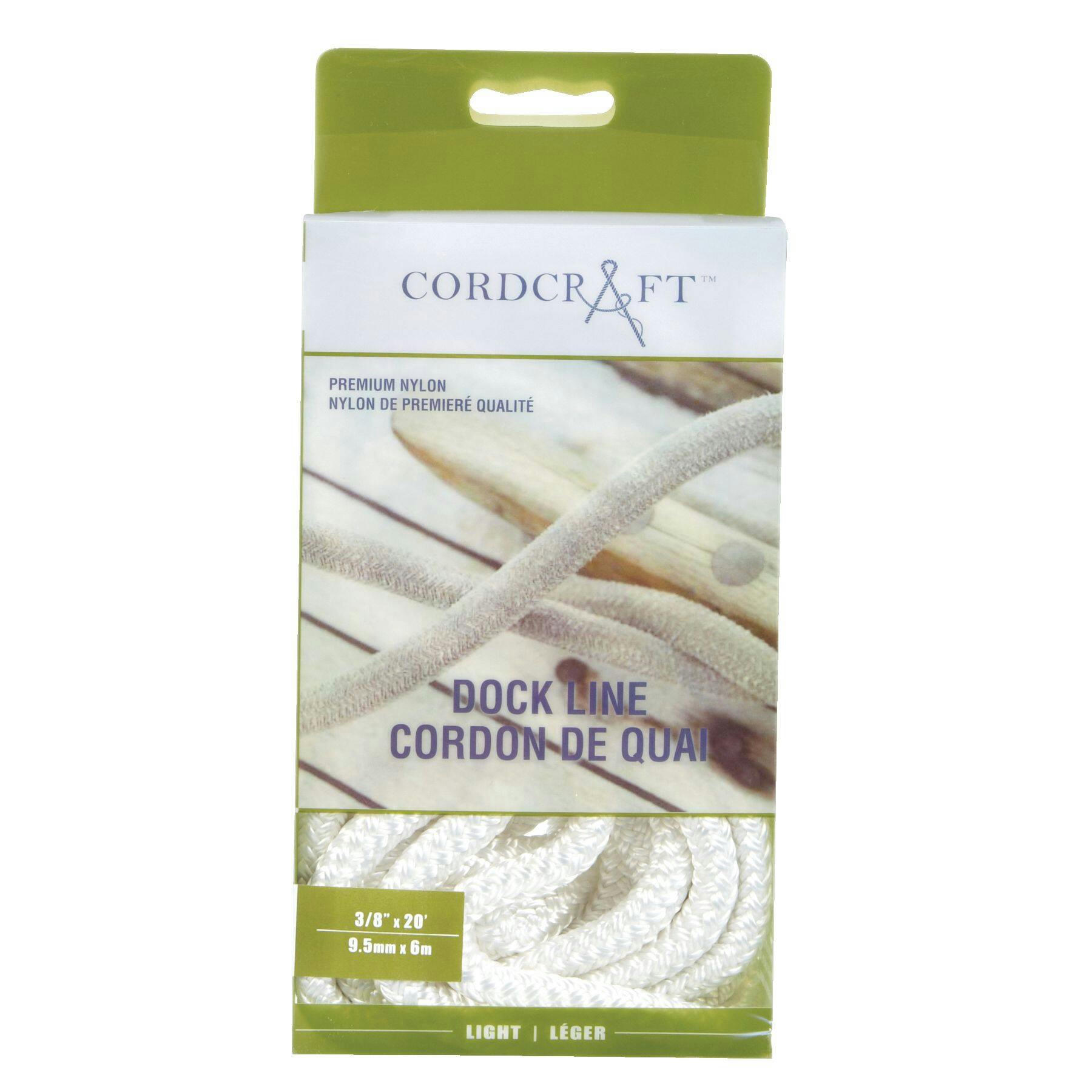 Blueline Premium Nylon Dock Line, White, 3/8-in