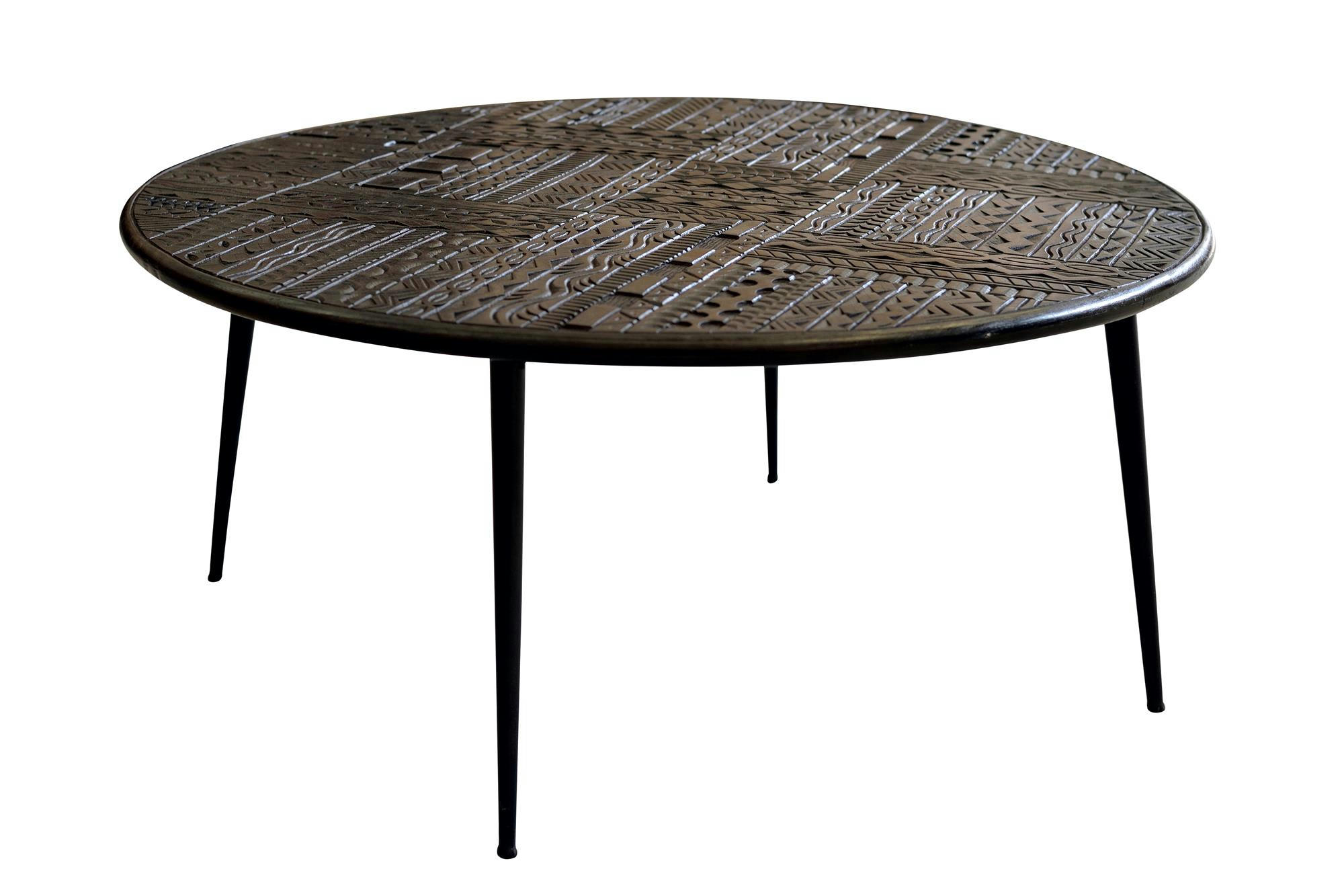 JEROGLIFICO - Table basse en bois de manguier et pieds en métal