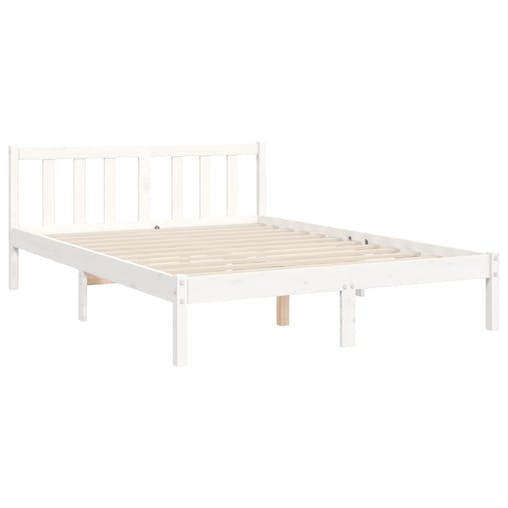 NNEVL Bed Frame with Headboard White 137x187 cm Double Solid Wood