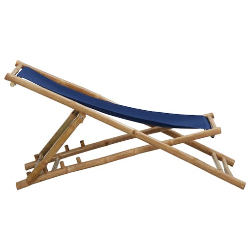 NNEVL Deck Chair Bamboo and Canvas Navy Blue