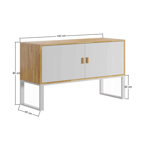 Biała biurowa komoda na segregatory loft office 140cm