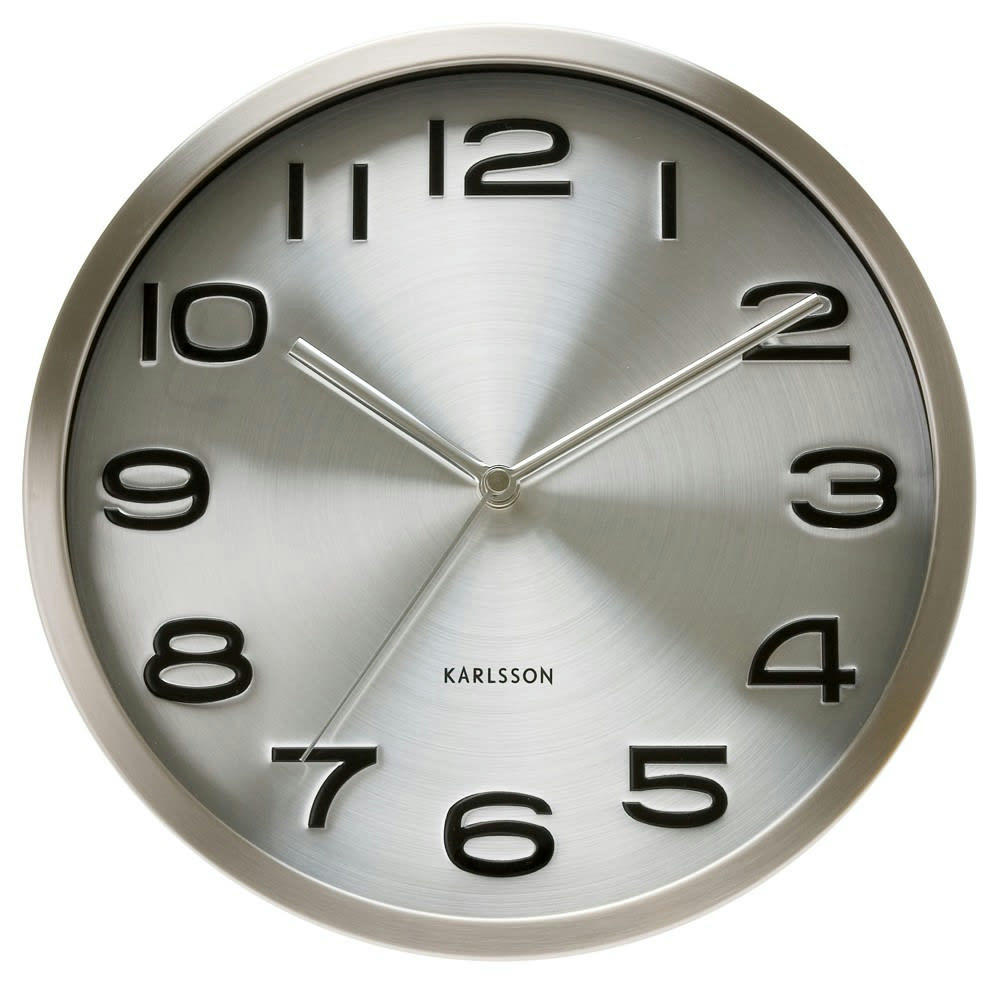MAXIE - Horloge murale en métal et bois argentée D29