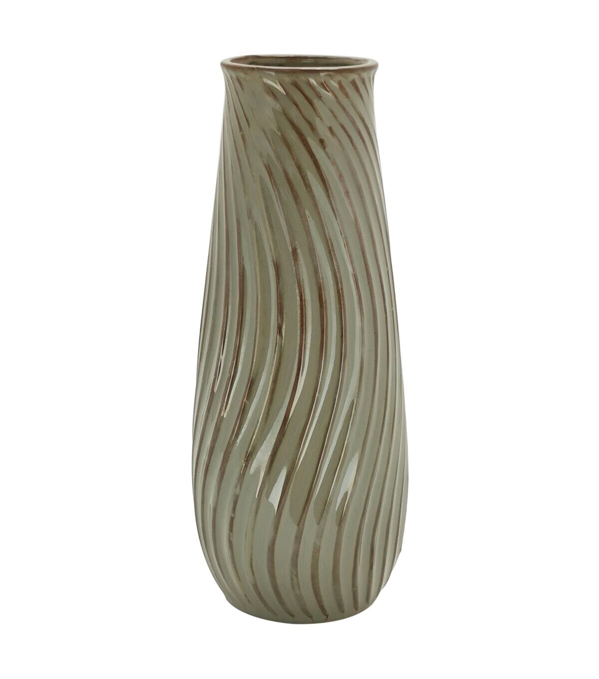11 Swirled Green Ceramic Vase by Bloom Room