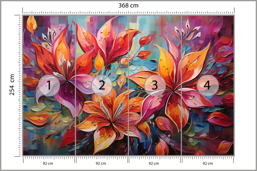 Fototapeta Abstrakcyjne Kwiaty W Stylu Vintage 368x254cm