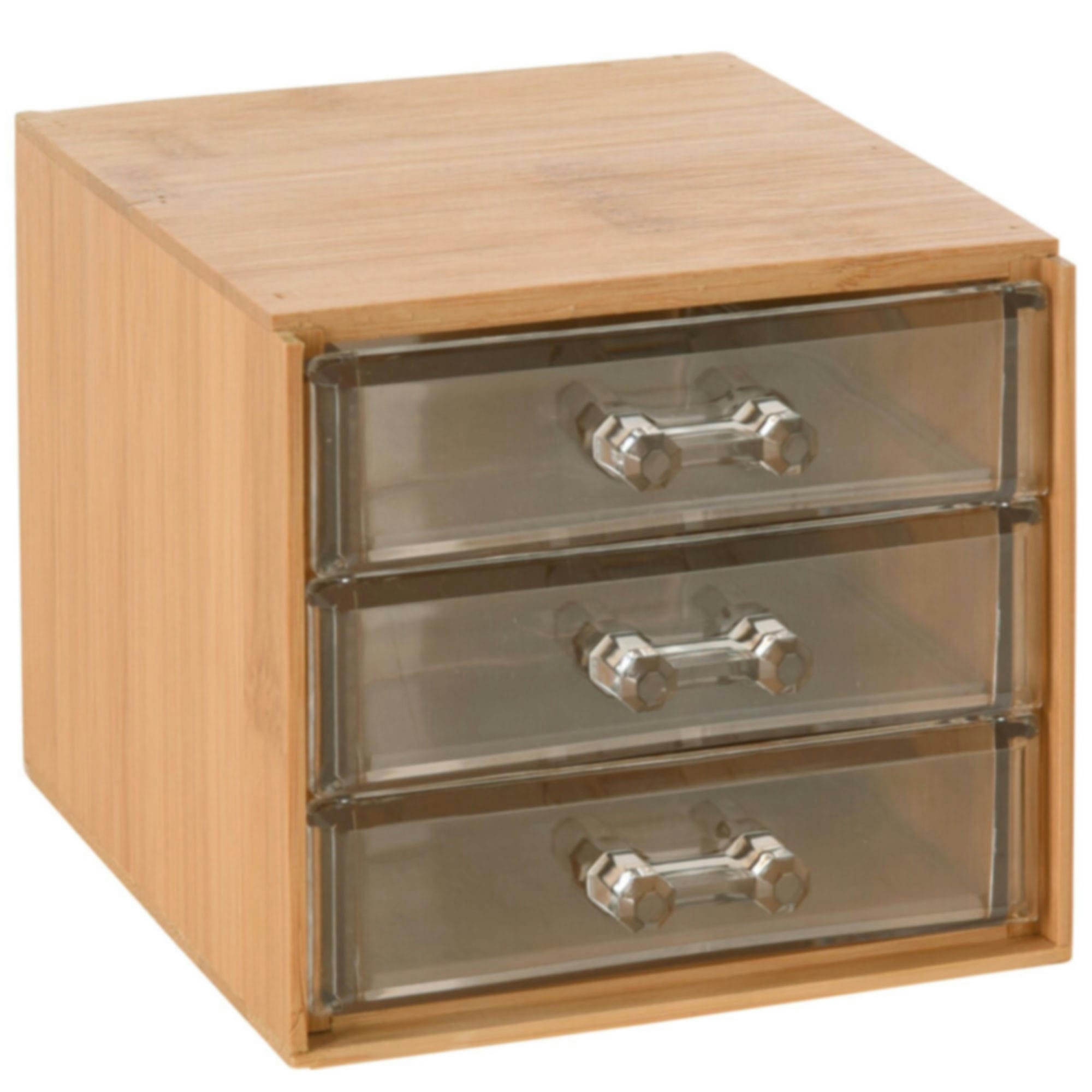 - Rangement maquillage bambou 3 tiroirs acrylique