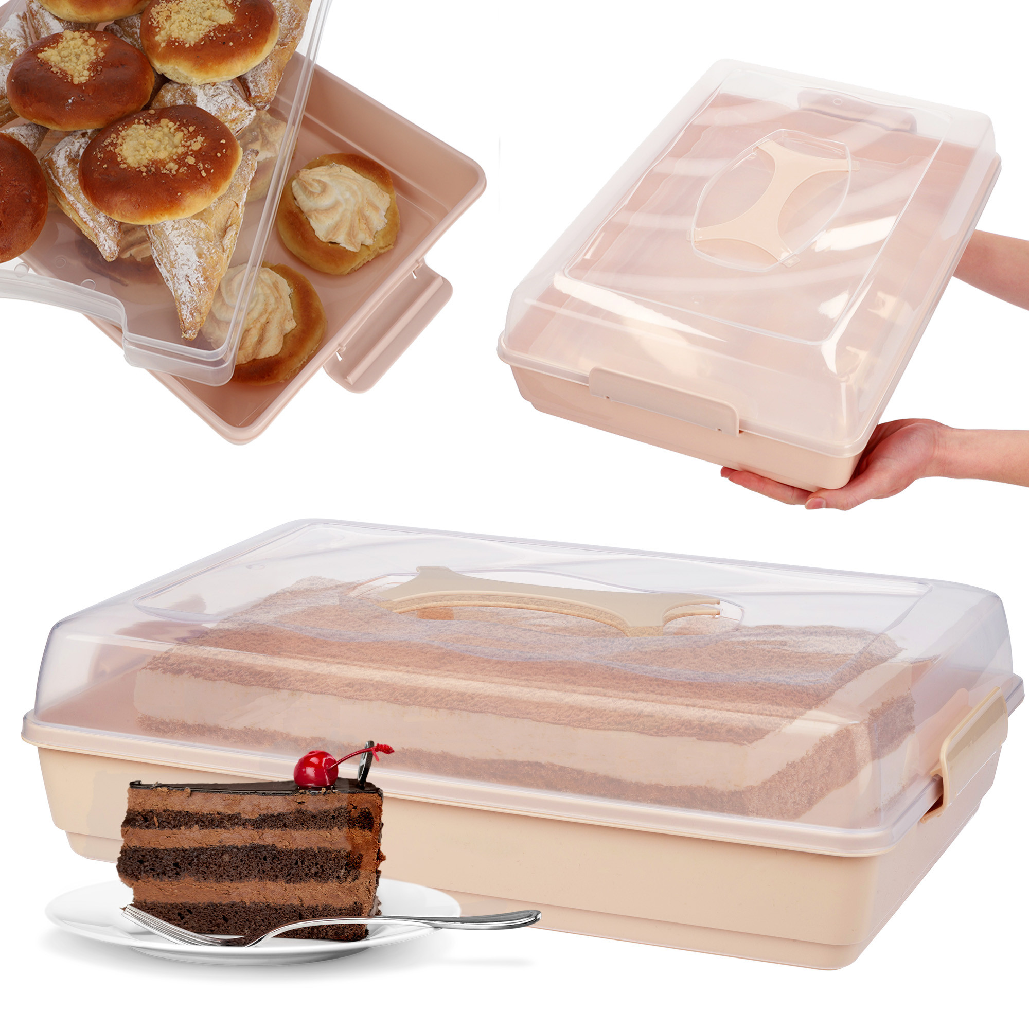 Pojemnik Pudło Na Ciasto Babkę z Przykrywką Różowy