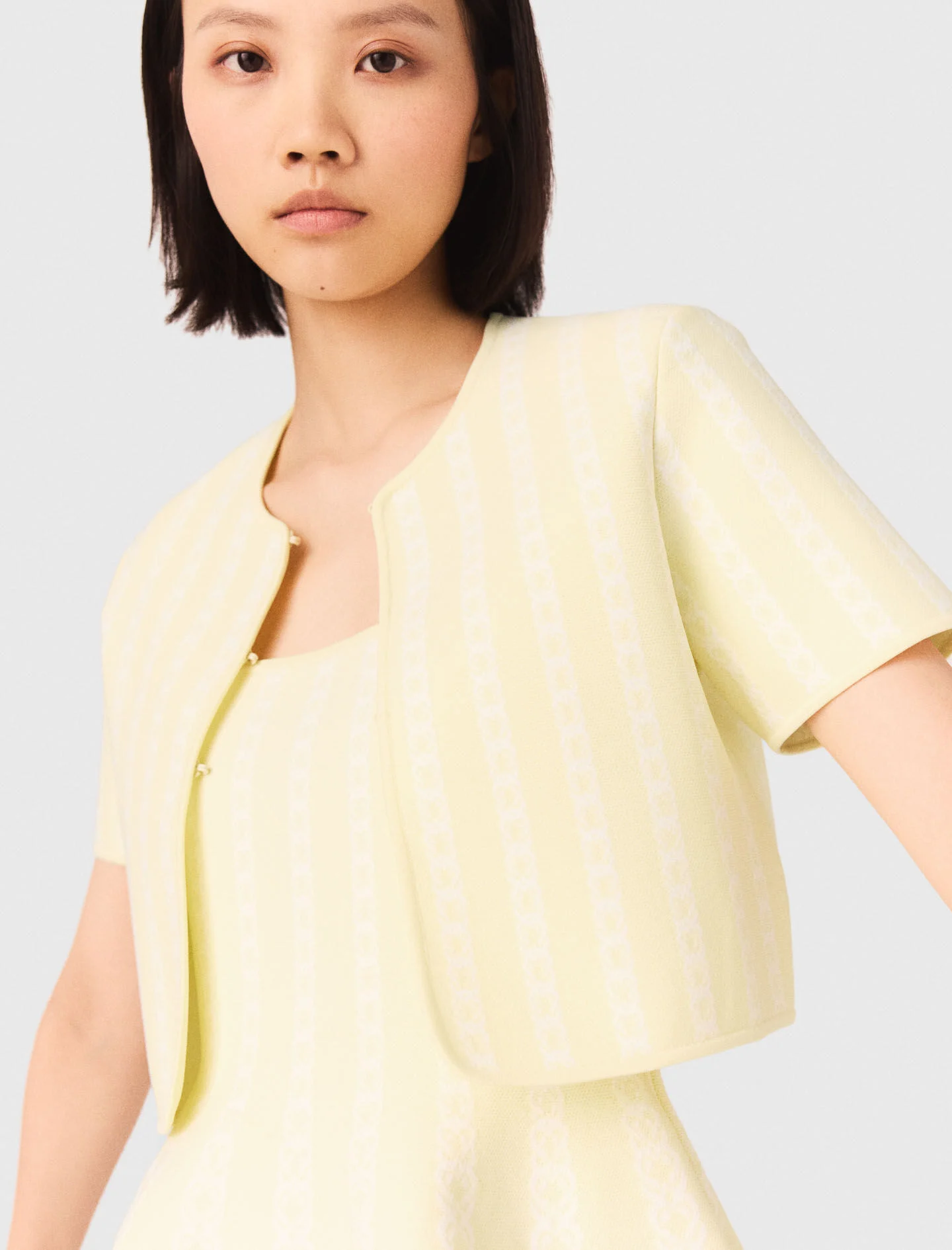 Cardigan court en maille jacquard