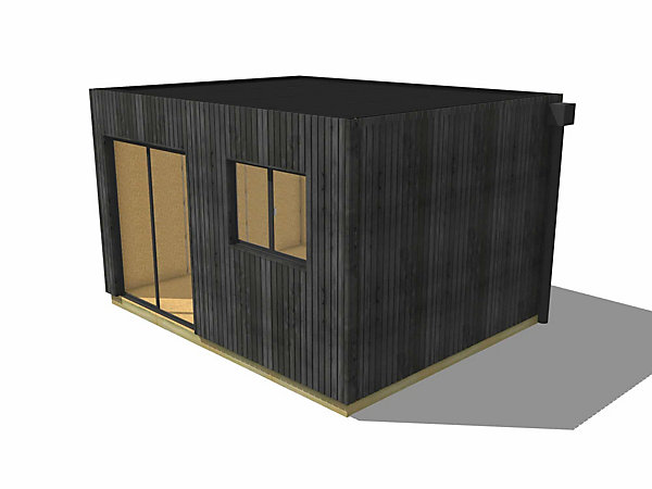 Bureau de jardin bois en bois 4,4 x 3,5 x 2,7 m avec plancher isolé