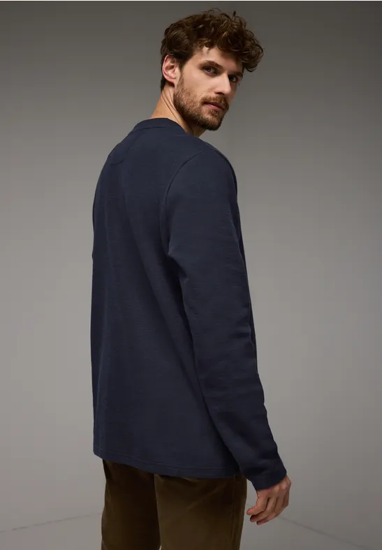 Henleyshirt im Melange-Look