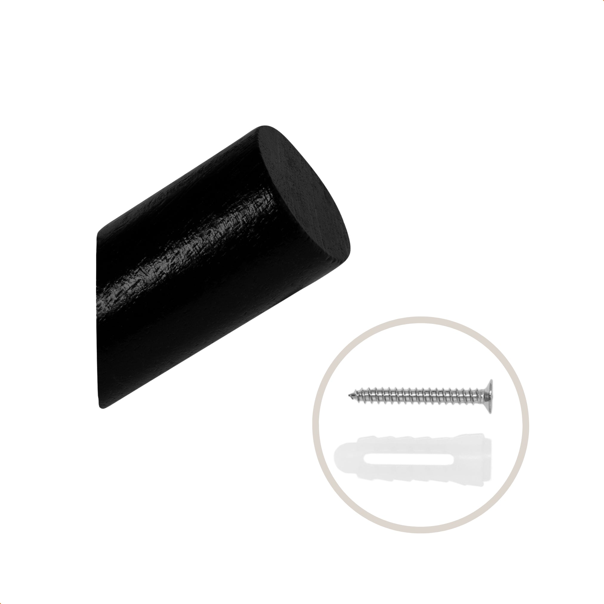 QUVIO Houten wand haakje - Zwart - S - Set van 6