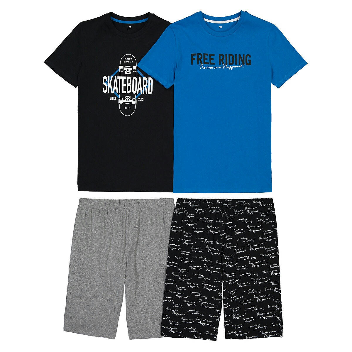 Lot de 2 pyjashorts en jersey imprimé skateboard
