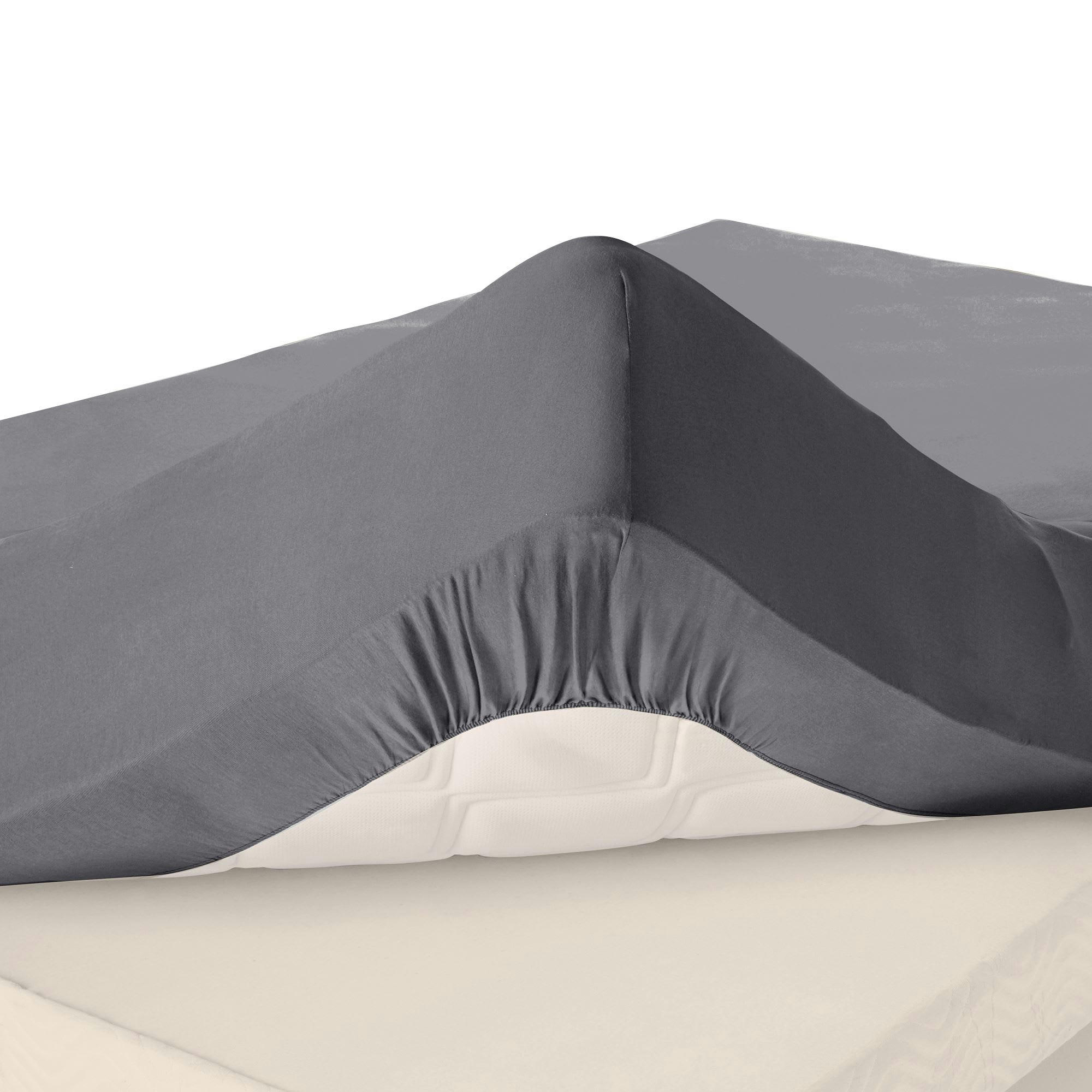 GRANDS BONNETS - Drap-housse grand bonnet 90x200x30 gris souris en coton
