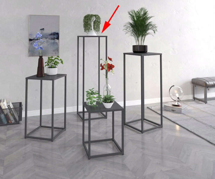 Nowoczesny Stojak Na Kwiaty 30x30x97 Loft Salon Czarny