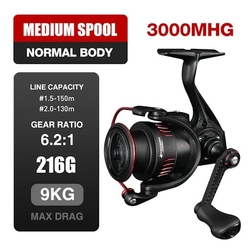 NNEOBA Ultralight Carbon Fiber Spinning Reel 9kg Max Drag Black