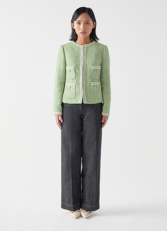 Charlie Petite Green & Birch Tweed And Trim Jacket