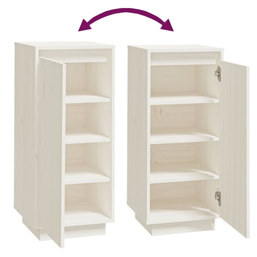NNEVL Shoe Cabinet White 35x35x80 cm Solid Wood Pine