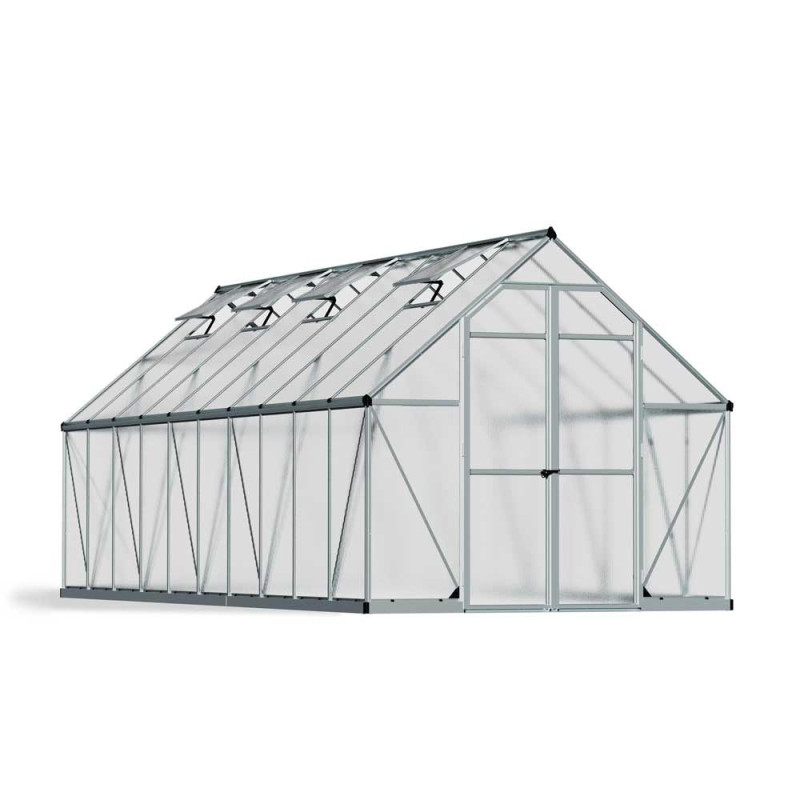 Serre en polycarbonate Essence argentée 14,4 m² CANOPIA