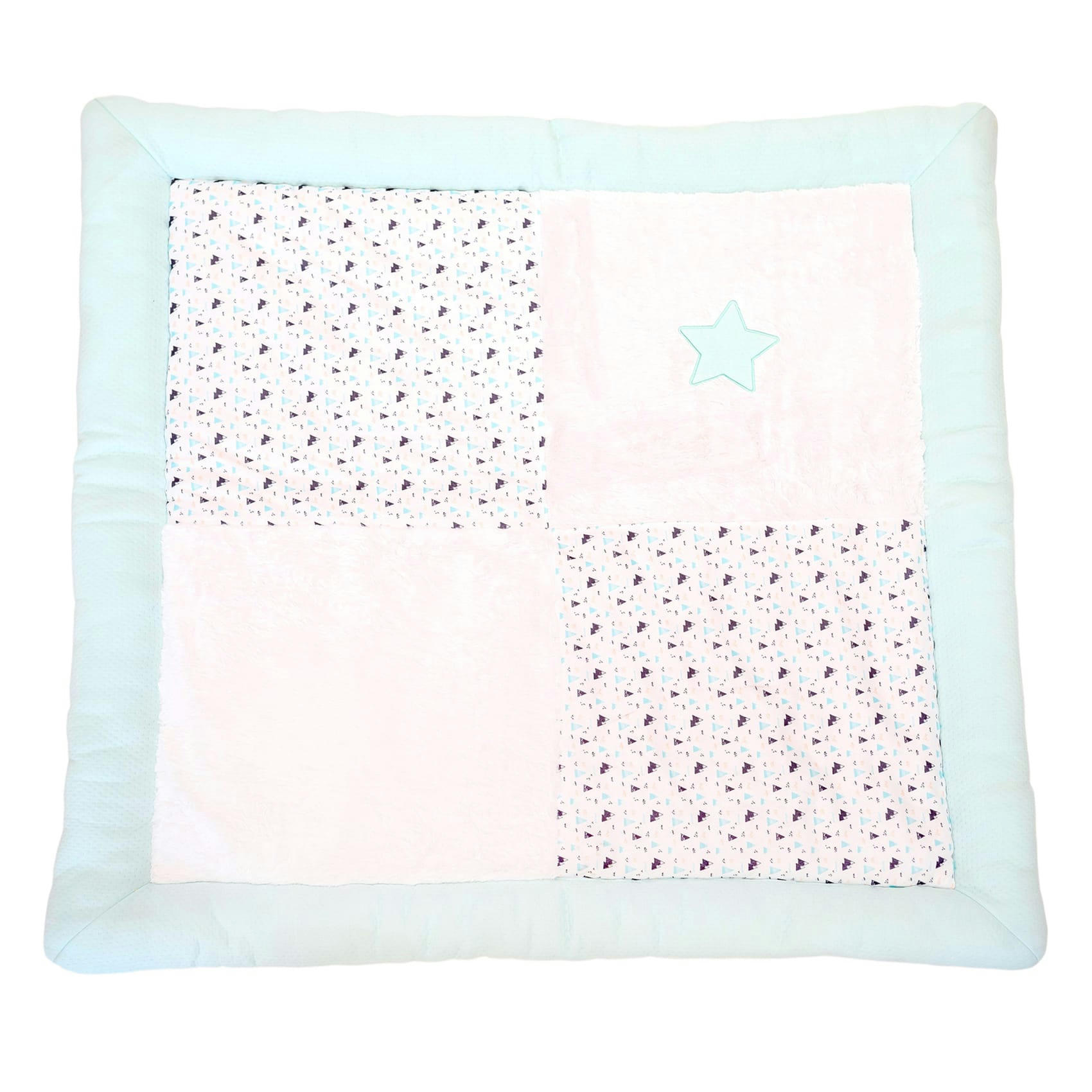 - Tapis de parc bébé Blanc/Aqua 100x100 antidérapant