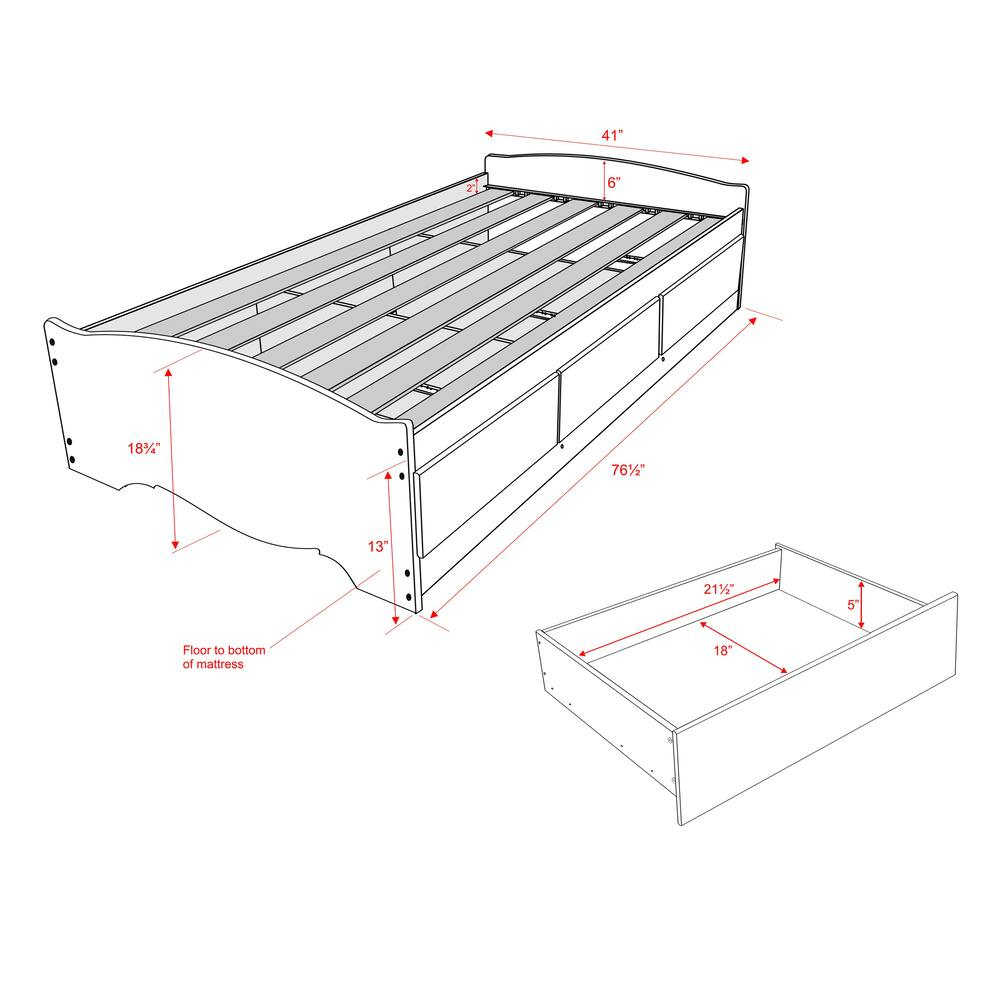 Prepac 3-Drawer Mate's Platform Storage Twin Bed