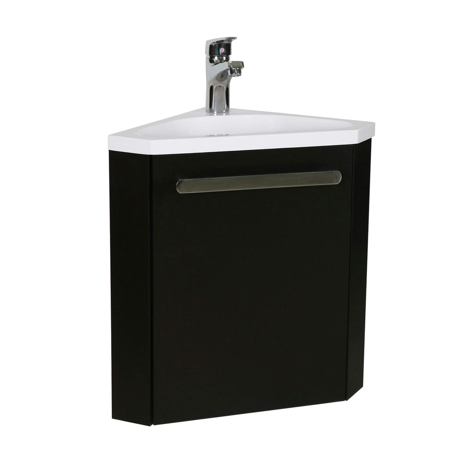 SKINO - Meuble lave-mains  noir + robinet chromé