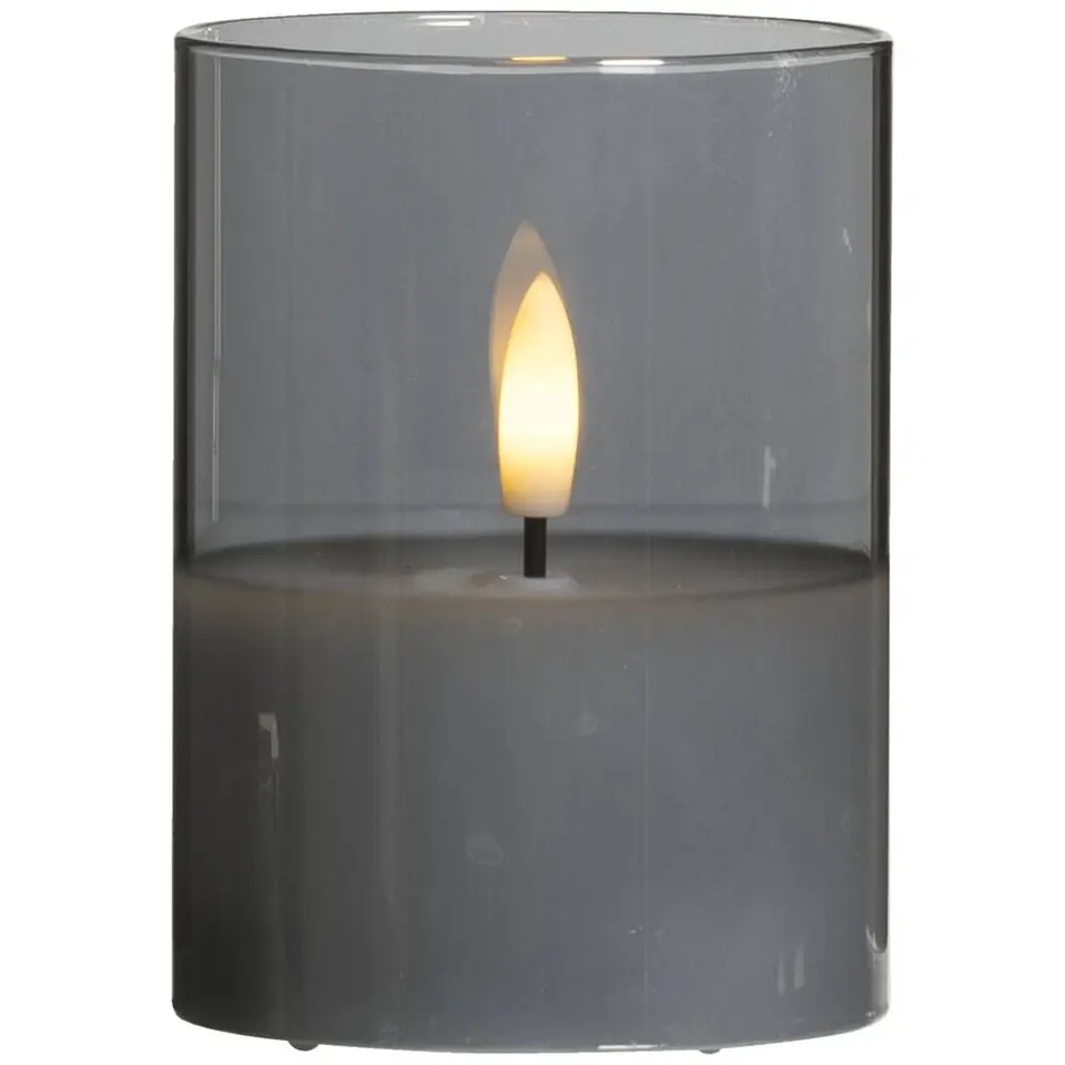 Led kaars in glas - grijs - 10x&Oslash;7,5 cm