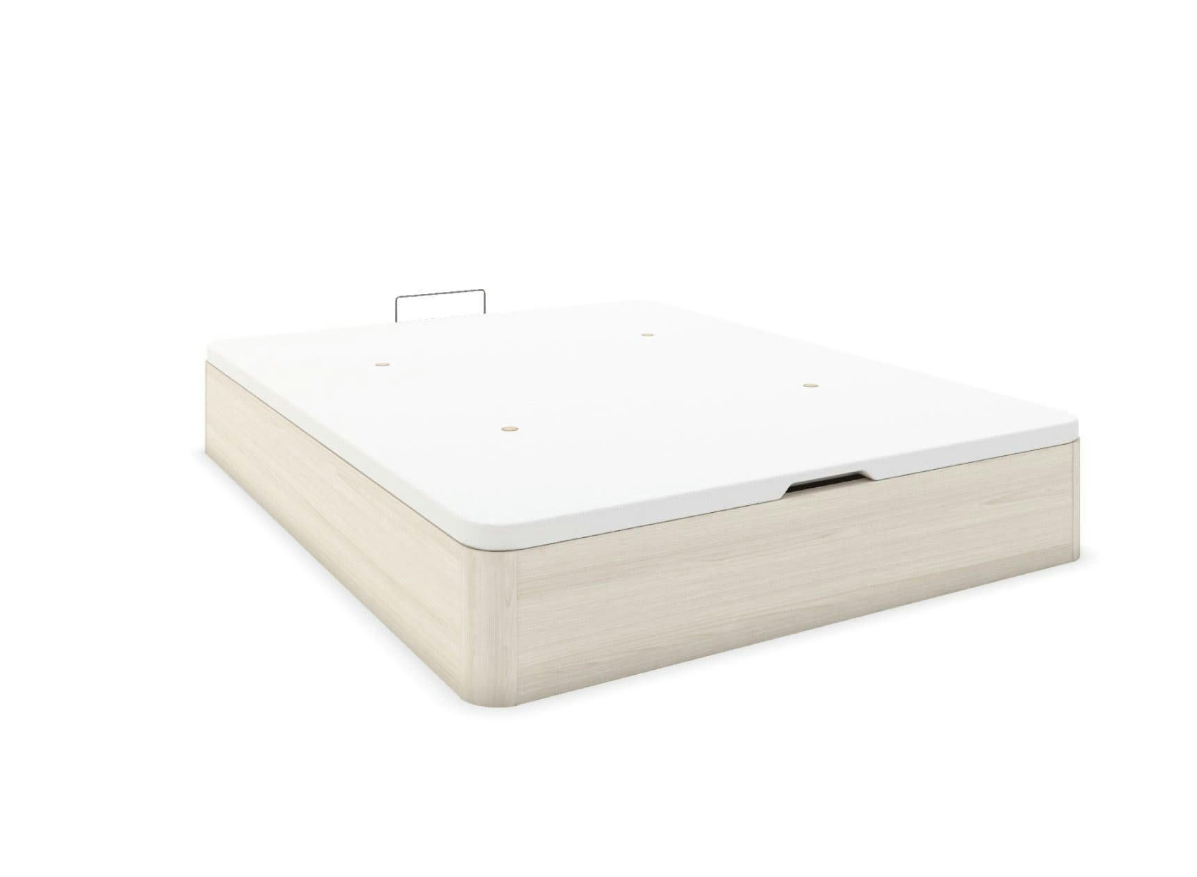 BASTIA - Lit coffre en bois 160x200 Chêne Blanchi