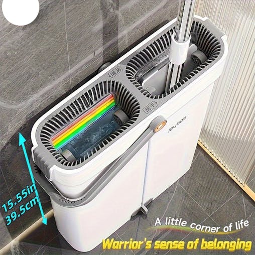 NNETM Flat Mop and Bucket Set with 3 Microfiber Pads