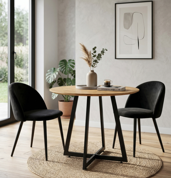 Stół Okrągły Obiadowy Skandynawski Loft 80x74cm Do Salonu JadalniK041