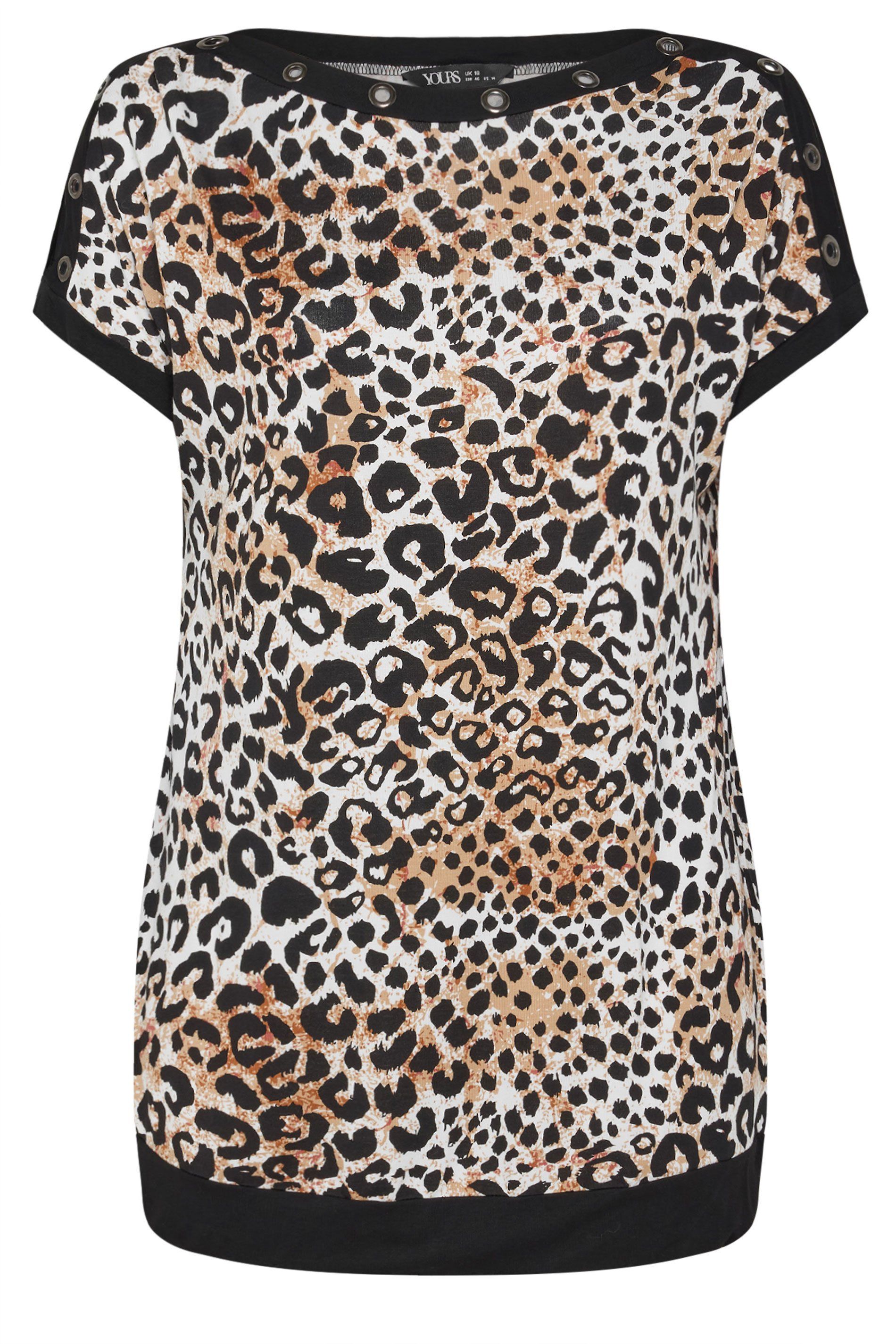 Yours Leopard Print Eyelet Top
