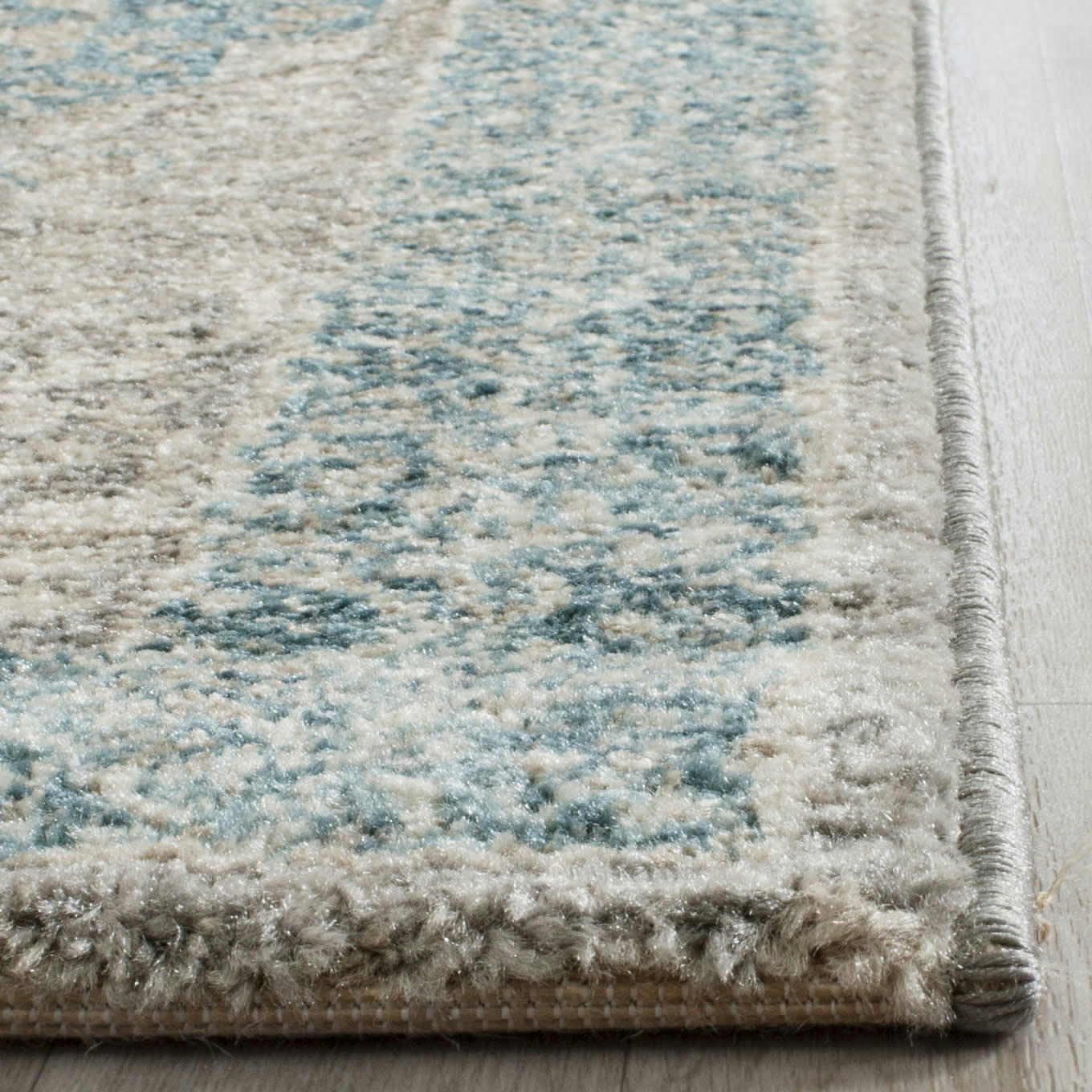 SOFIA - Tapis de salon interieur en gris clair & bleu, 66 x 183 cm
