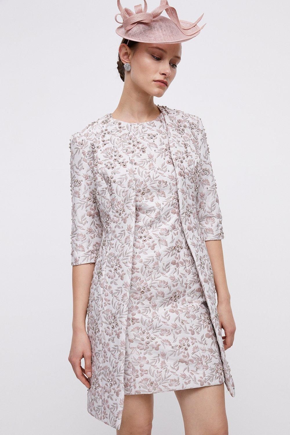Coast Jacquard Longline Hand Embellished Jacket