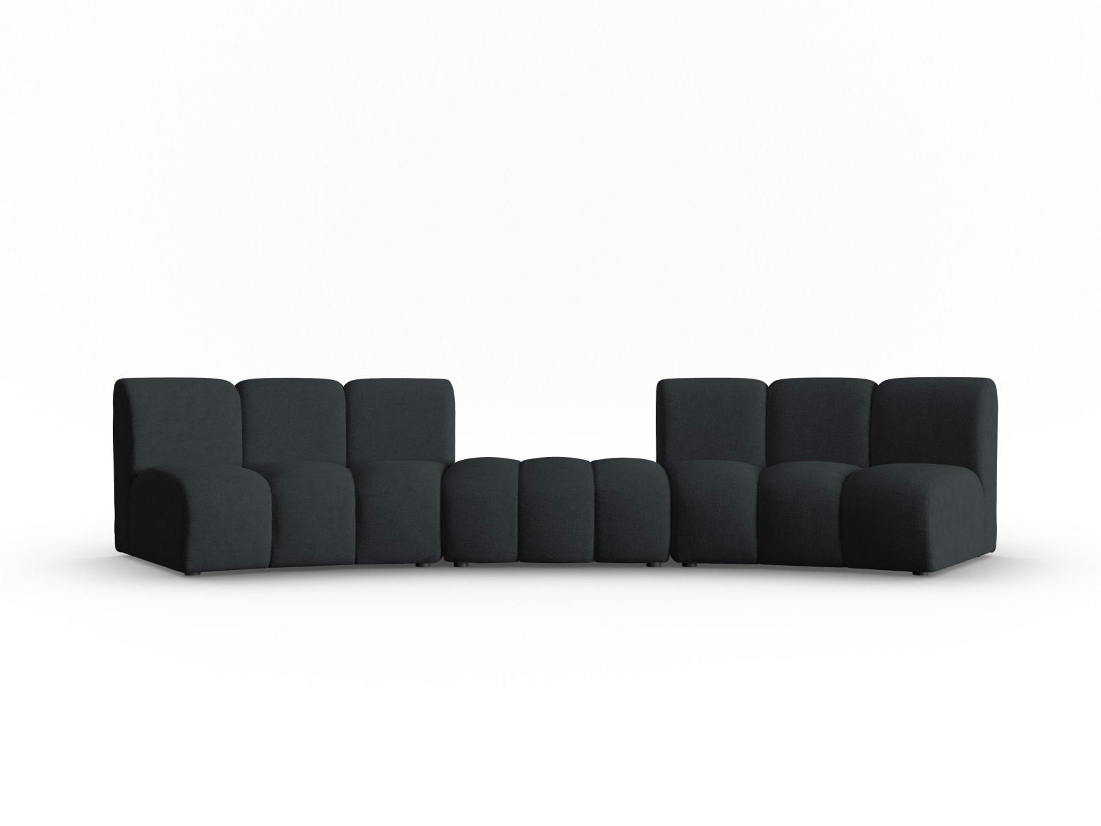 LUPINE - Canapé arrondi 5 places en tissu chenille noir