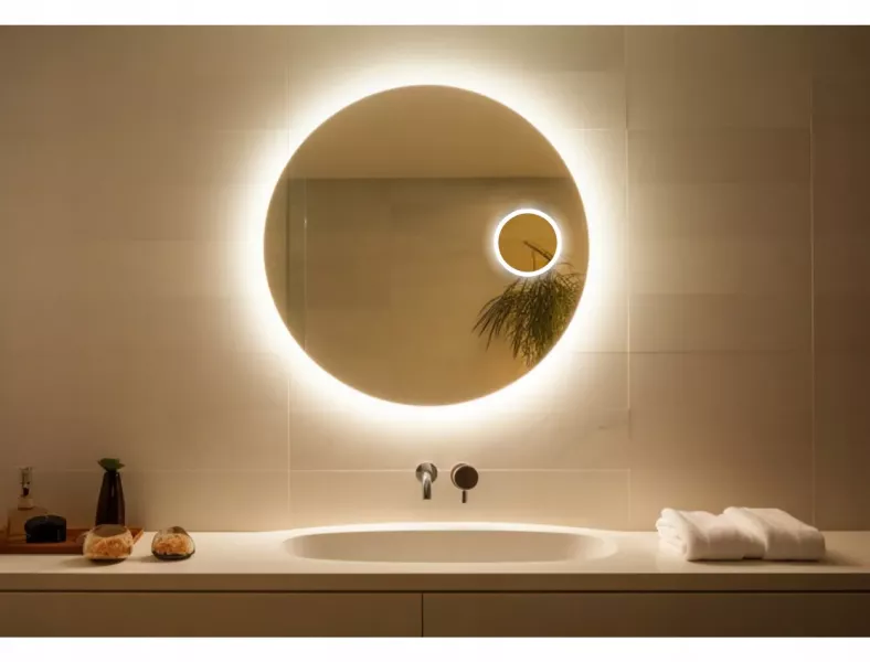 Lustro 60cm Okrągłe Led 480 diod/m Z Lusterkiem Kosmetycznym Do Makijażu