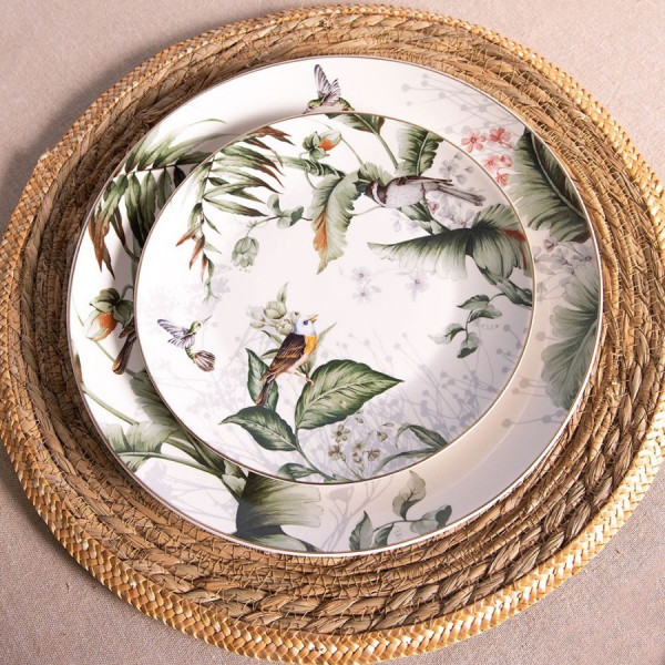 Talerz porcelanowy deserowy 10 szt. Green Birds