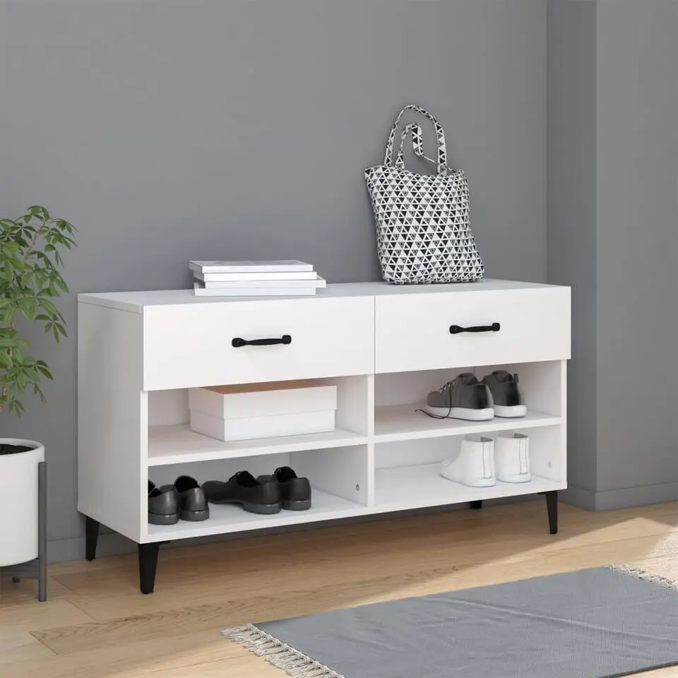 vidaXL - Schoenenrek - Wit - Bewerkt hout