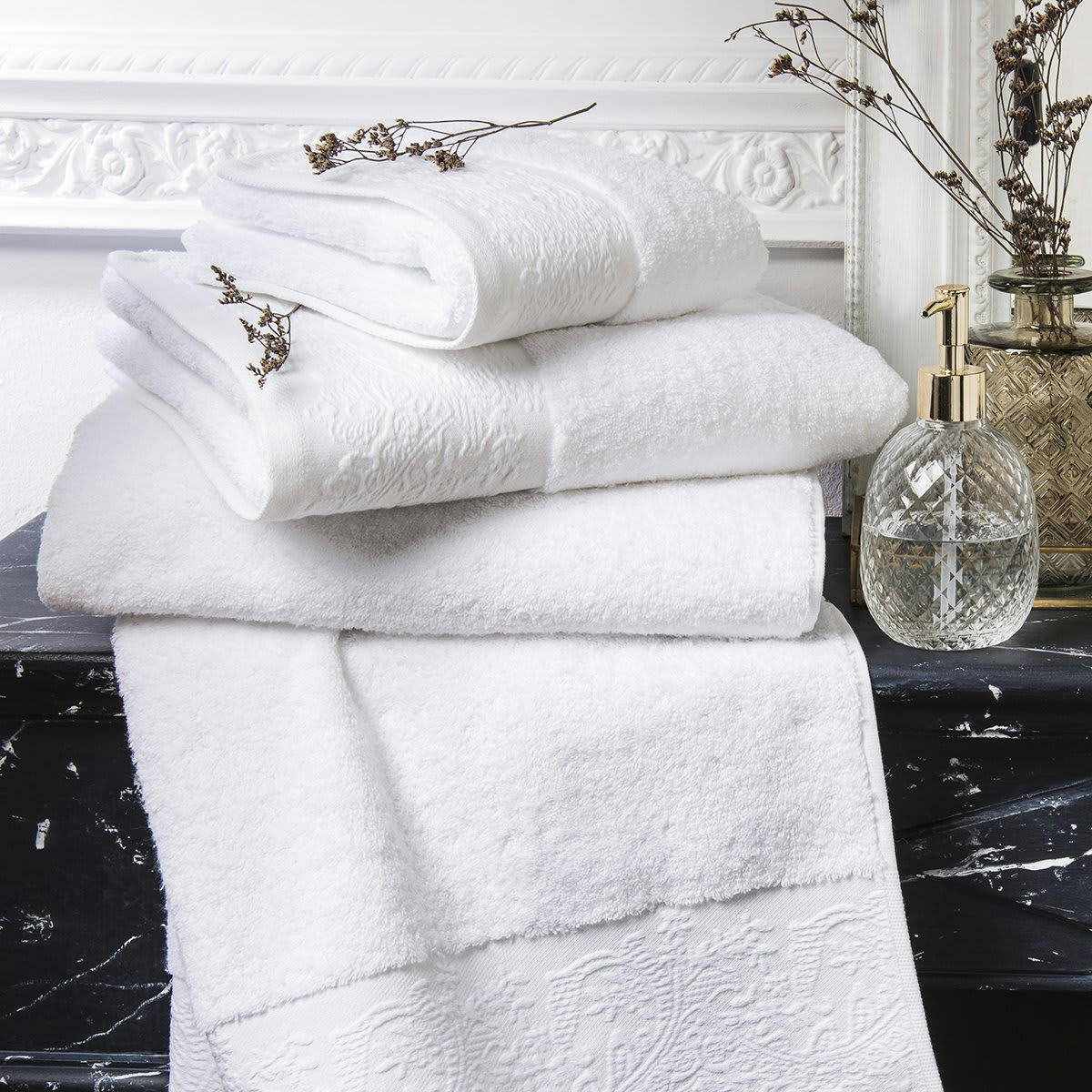 HÉRITAGE - Serviette invite coton blanc 40x60 cm