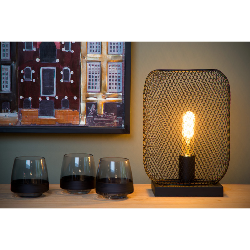 Lampe à poser Mesh noire E27 60 W LUCIDE
