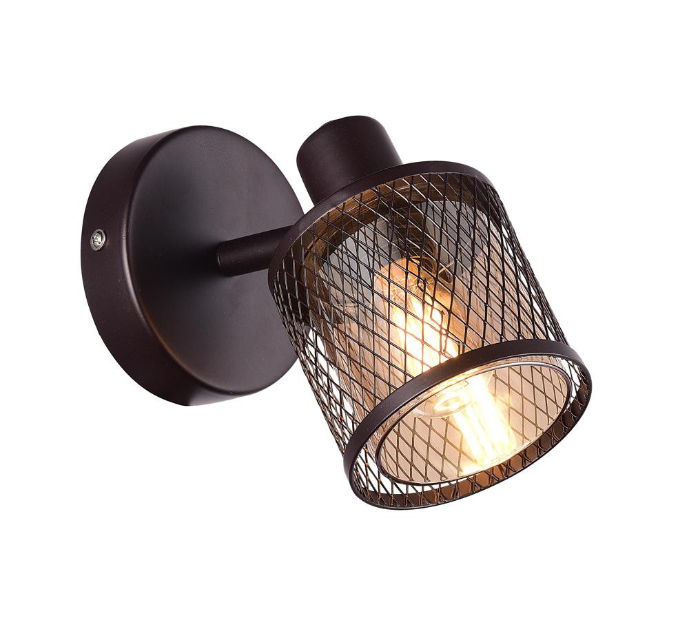 Kinkiet CANABERA lampa kawowe złoto 1x40w e14 klosz bursztynowy