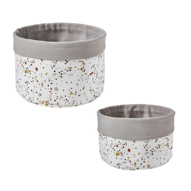 TERRAZZO - Lot de 2 paniers de rangement polycoton blanc