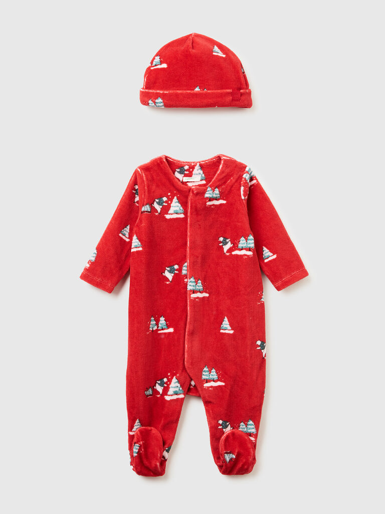 Onesie and chenille cap set
