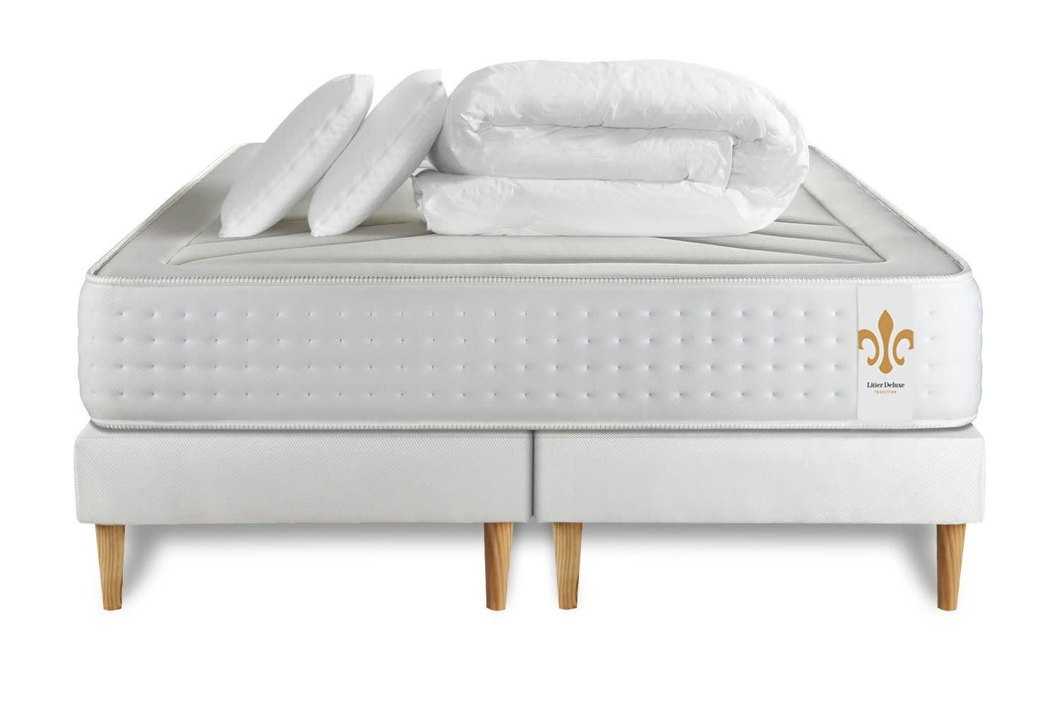 - Pack matelas sommier 200x200 oreiller couette