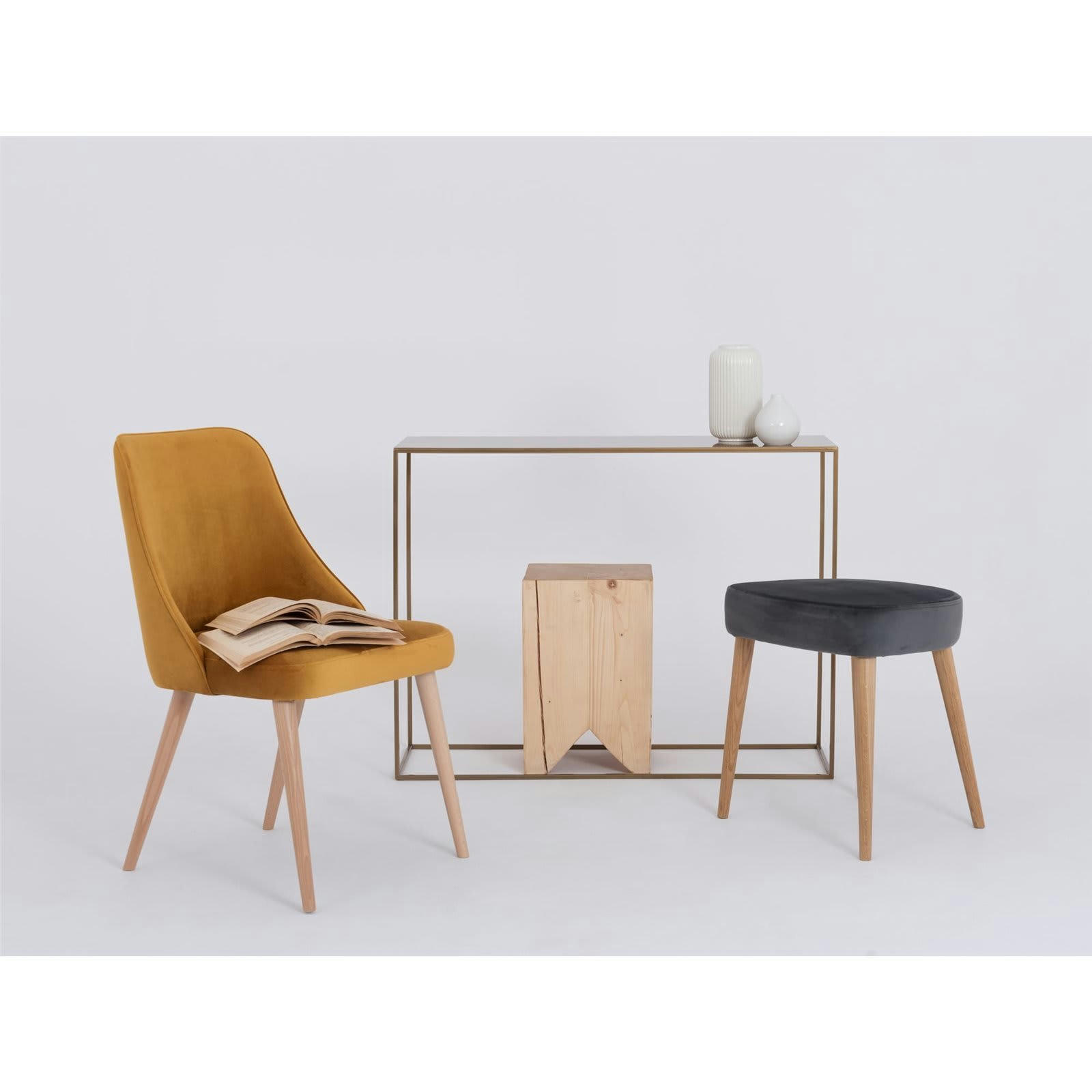 SPRING - Fauteuil Polyester Jaune rembourré