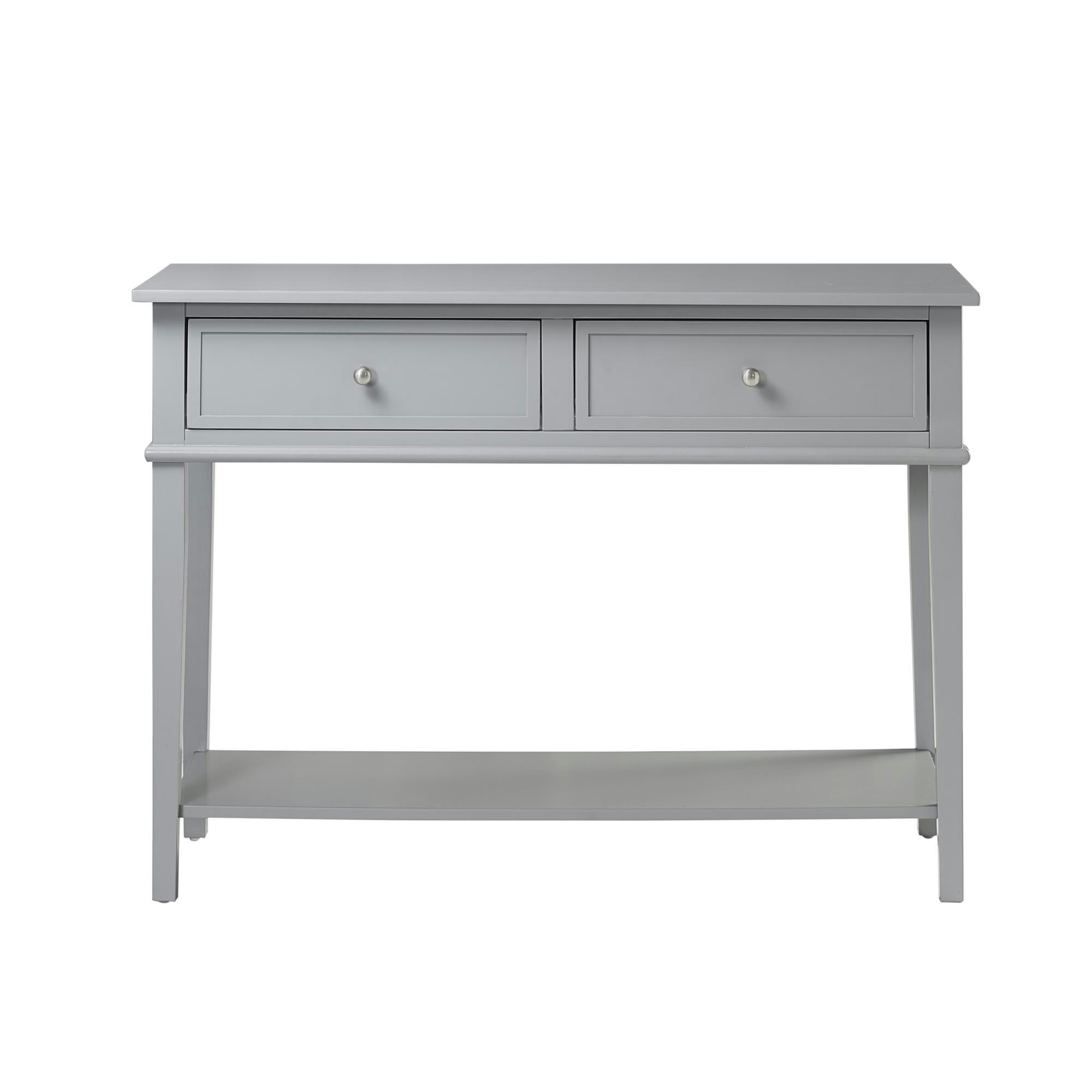FRANKLIN - Table console avec 2 tiroirs en MDF gris
