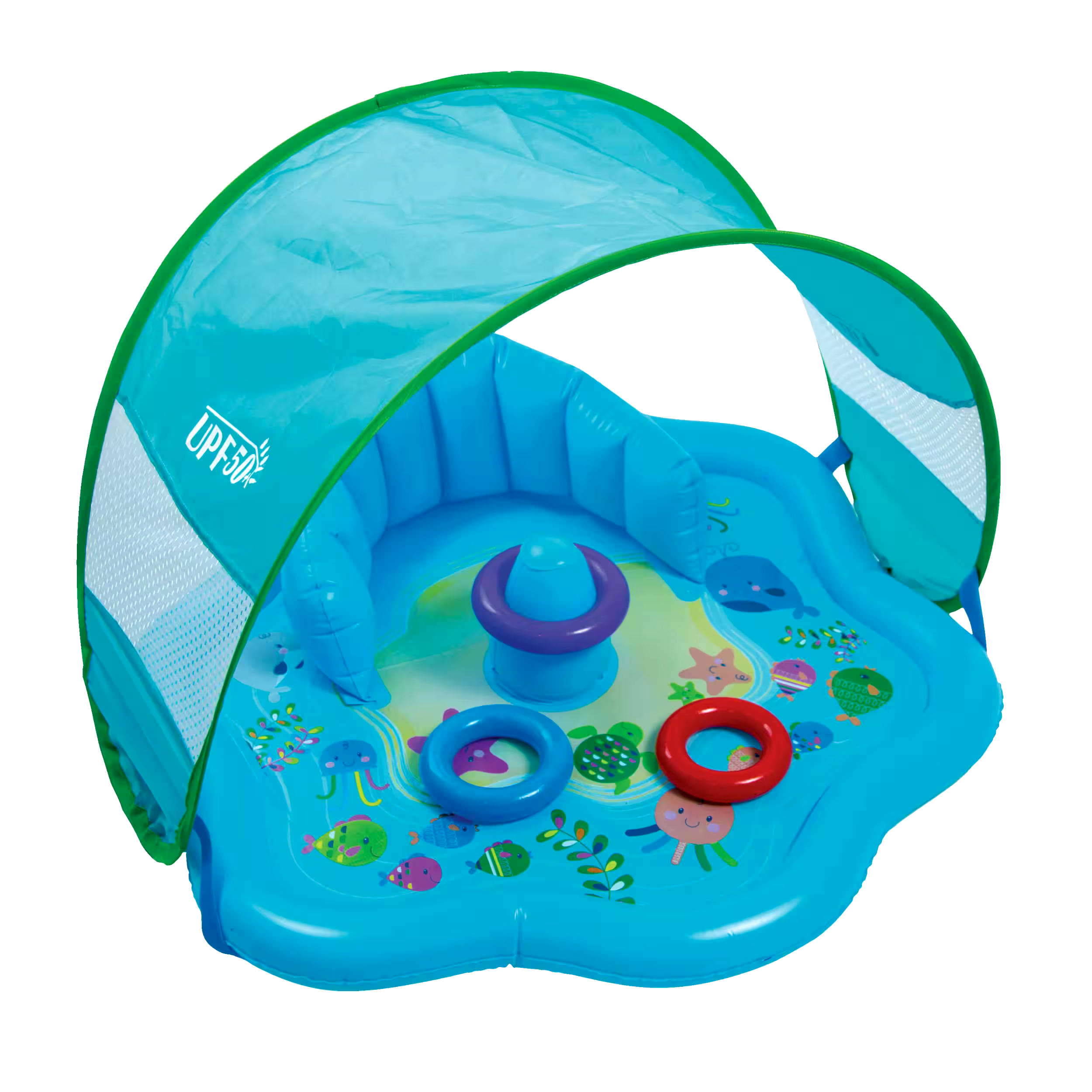 Swim School Inflatable Baby Splash Mat with Canopy, 28-in, Ages 6-18m