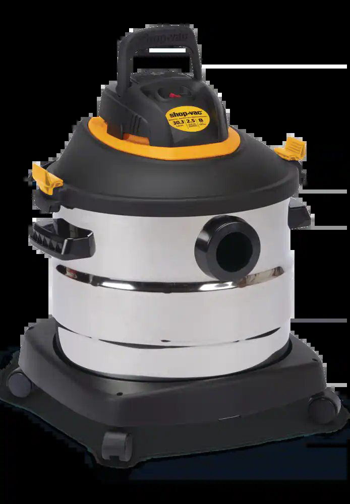 Shop-Vac® 2031848 2.5 Peak HP Stainless Steel Wet/Dry Shop Vacuum with Hose and Accessories, 30-L